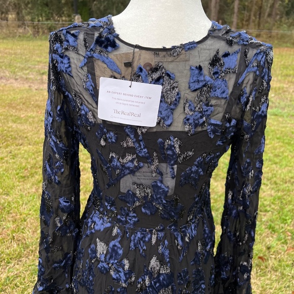 NWOT Diane Von Furstenberg Adelita Metallic Devore-Chiffon Dress - Picture 3 of 12